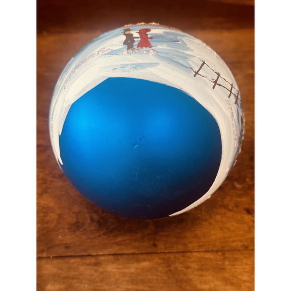 Blown Glass Ornament Hand Painted Evening Mass Church Scene Made In Ukraine - Picture 5 of 6